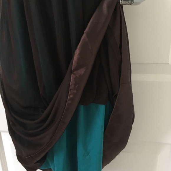 Intrigue Dark Brown Turquoise Hue Beaded Dress. Size M - Picture 7 of 8